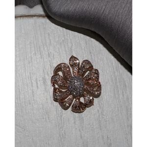 14k Rose Gold Rose Flower Pendant 4.46G / 0.9in / 1.26tcw